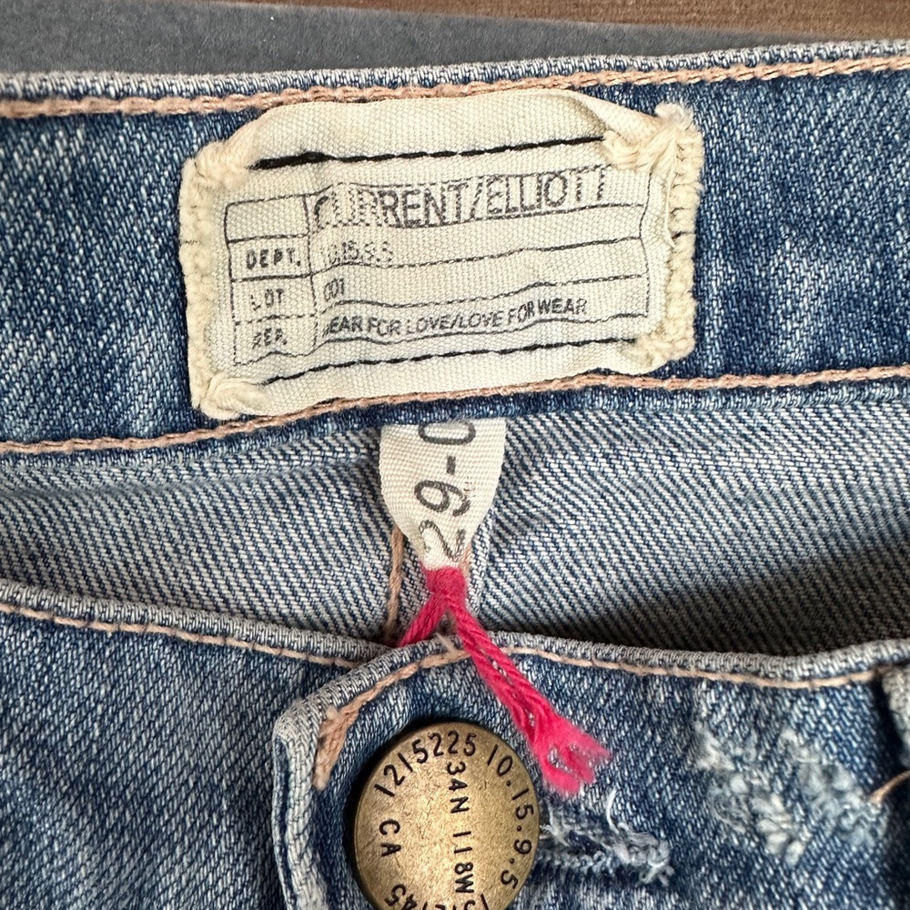 Women's Blue Distressed Flare Jeans - Picture 3 of 10